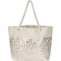 Markenlos Strandtas Leopardprint - Gold/Beige - Metallic - 58 x 38 x 20 cm