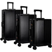 Markenlos Aluminium Reisekoffer Black HEUER Stripe Hartschalenkoffer Suitcase Trolley Luggage (L)