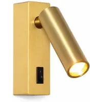 Alpinaluz PISA LED Wandleuchte 2W 3000K 130 lm, goldfarbene Aluminium-Leselampe mit Schalter