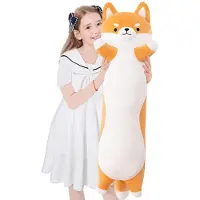 Merkloos Elzusha - Plüsch-Shiba-Inu-Kissen - Großes Kuscheltier, Corgi-Hund - 110 cm