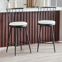 Ninkear Barhocker Metall, Windsor-Stil, gepolstert, für Kücheninsel/Bar/Restaurant (White)