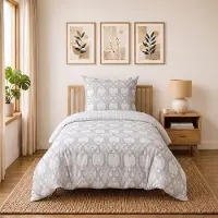 Buymax Wendebettwäsche 135x200 cm 2-teilig (1x Bettbezug 135x200 cm + 1x Kissenbezug 80x80 cm), PolyBaumwolle Geometrisch Grau
