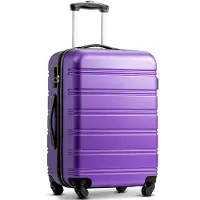Markenlos Hartschalenreisekoffer mit 4 Rollen, Handgepäck aus robustem ABS, Maße 74,5 × 50,5 × 31,5 cm, Farbe Lila