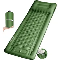 Markenlos Schlafmatte 12 cm ultraleicht aufblasbar - wasserdicht und faltbar - grün