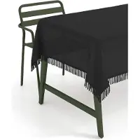 Texpot Gartentischdecke Fransen Weichschaum 160 cm rund - schwarz