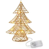 COM-FOUR® LED Weihnachtsbaum Gold - Metall Deko mit Beleuchtung 30cm