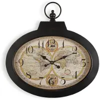 Dripio Wanduhr 63 cm, Metall, Schwarz, Vintage-Ziffern, geräuschlos