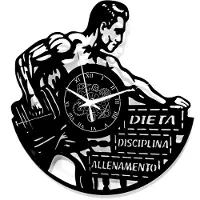Dripio Vinyl-Wandklok Vintage 30 cm – Handgemacht, Fitness-Motiv