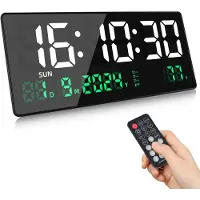 Dripio Digitale LED-Wanduhr 40 cm, großes Display, mit Fernbedienung