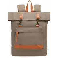 Kono Vintage Canvas Leder Rucksack Khaki Damen