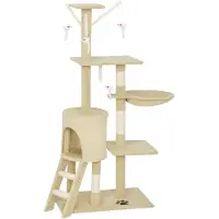 PawHut Kratzbaum 134 cm hoch Katzenbaum mit Höhle, 4 Spielzeuge Sisalstämme