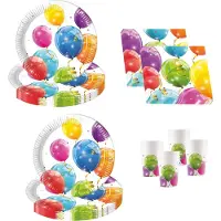 Markenlos Sparkling Ballon Party Set Small, Teller, Servietten und Becher, Tischdeko, Geburtstagsdekoration