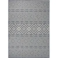 Syfax Outdoor-Teppich Flachgewebe 120x170 cm Blau Gestreift