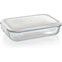 Markenlos Glas Auflaufform mit Klickdeckel, 3600 ml, rechteckig, dicht, transportabel, vielseitige Vorratsdose für Ofen und Gefrierfach