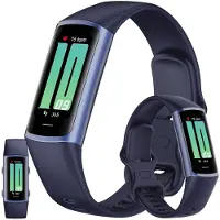 ZPIMY Smartwatch Damen Herren AMOLED 5ATM wasserdichte mit Herzfrequenz SpO2 Sportuhr für Android iOS Blau