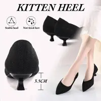 Markenlos Damen Schuhe Elegante Strickschuhe - Niedriger Absatz 3,5 cm - Konische Zehenpartie - Weich und Bequem - Perfekte Passform - Pumps