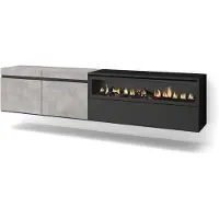 Dripio TV-Lowboard 200x45x35cm mit LED-Elektrokamin, Wandmontage