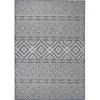 Syfax Outdoor-Teppich Flachgewebe 140x200 cm Blau Gestreift