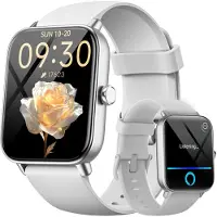 AEAC Smartwatch Herren Damen mit Telefonfunktion Smart Watch mit Whatsapp und Alexa Herzfrequenz Schlafmonitor 120+ Sportmodi IP68 Wasserdicht Uhren Weiß