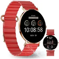 Xcoast SIONA 2 Wave Smartwatch AMOLED Wasserdicht Puls Blutdruck Blutsauerstoff 21+ Sportmodi 7 Tage Akku iOS und Android Wellenoptik Red Rot