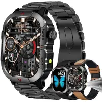 ZPIMY Smartwatch Herren mit Telefonfunktion AMOLED 5ATM Wasserdichte mit Herzfrequenz Schlafmonitor SpO2 123 Sportmodi Sportuhr für Android iOS Braun