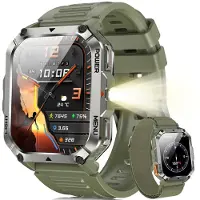 Blackview Smartwatch Herren IP68 Wasserdicht Telefonfunktion Anrufe tätigen empfangen Kompass LED-Beleuchtung Sportuhr Militärgrün