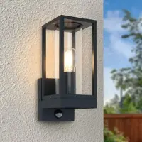 Longlife LED Wandleuchte Vintage E27 anthrazit RAL 7016 - Bewegungsmelder: mit