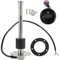 Markenlos Komplettset aus Kraftstoffsender und -messer für Boote - Marine Kraftstoffsensor mit 180mm Länge, 0-190 Ohm, Silber/Schwarz, geeignet für