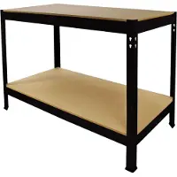 Merkloos Werkbank Werktisch Arbeitstisch - 100 x 60 x 90 cm - Belastbar 200 kg pro Ablage - Höhenverstellbare Unterablage - Für Garage und Werkstatt