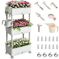 Merkloos Erhöhtes Blumenbeet auf Rädern, 3 Etagen, 46,6 x 25,5 x 118,5 cm
