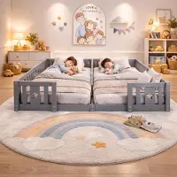 Merkloos Kinderbett mit Gitter und Sicherheitsvorrichtung - 90 x 200 cm - Weiß