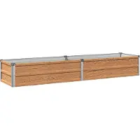 Syfax Hochbeet im Garten Holz Braun 160 x 40 x 24 cm Verzinkter Stahl