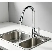Aica Sanitär GmbH AICA Küchenarmatur mit Ausziehbarer Brause Hochdruck Spültischarmatur Wasserhahn 2 Strahlarten 360° Drehbar Zink Messing KTW