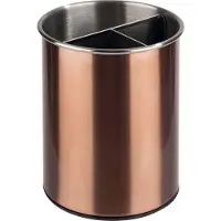 Aps 11747 Besteckbehälter, drehbar, Ø 13 cm, Höhe 16,5 cm, möbelschonende Unterseite, herausnehmbarer Einteiler (3 Fächer), Edelstahl, Kupfer-Look