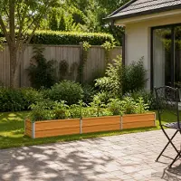 vidaXL Hochbeet im Garten Holz Natur 240 x 40 x 24 cm Stahl