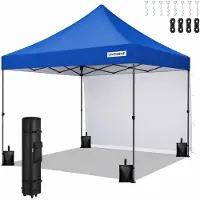 Selius Pavillon mit Außenzelt – 3 x 3 Meter, blau – Rahmen aus legiertem Stahl