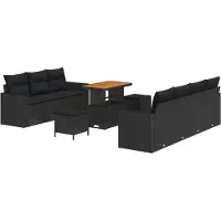 Selius Modulares Lounge-Set, 7 Sitzplätze, Poly-Rattan, Schwarz – Gartenmöbel für den Außenbereich