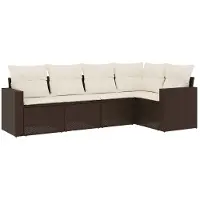 Selius Loungeset, 5-teilig, braun, aus Poly-Rattan – 5 Sitzplätze
