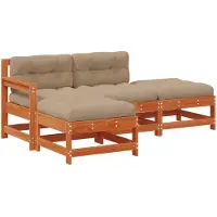 Selius Garten-Loungeset mit Eckbank – Dunkelbraunes Grenadellholz – 4 Sitzplätze – Massivholz – Modular – Mit Kissen