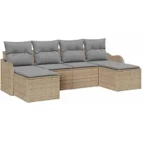 Selius Garten-Lounge-Set – Sofa-Set – 6 Sitzplätze – Poly-Rattan – Beige, Hellgrau