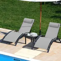 Selius Gartenmöbel-Set - Schwarz - Aluminium - 153x64x83,5 cm - 3-teilig