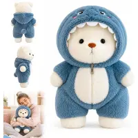Merkloos Schattenplüsch-Teddybär mit Hai-Kostüm, 30 cm