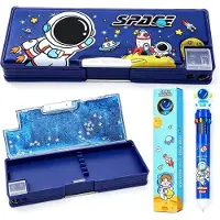 Merkloos Mehrzwecketui mit Stift – Blaues Design mit Astronautenmotiv