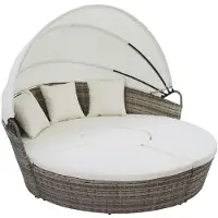 Kondela Gartenbett aus Polyrattan Leko - grau / creme