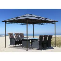 Selius Metallpavillon, 3 x 3,6 Meter - Wasserdichtes Polycarbonat-Dach - 263 cm Höhe