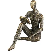 Gilde Skulptur "Skulptur Person Reading", gold (bronzefarben), B:9,5cm H:14cm T:14,5cm, Kunstharz, Dekofiguren, Skulptur