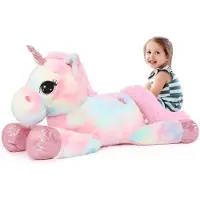 Merkloos Riesiges Plüsch-Einhorn-Tier – Weich und kuschelig – 80 cm – Rosa