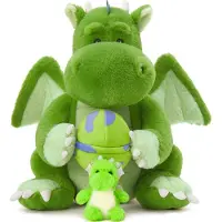 Merkloos XXL Kuscheltier Dinosaurier – Groß und weich – Grünes Plüschtier mit Baby – 47 cm