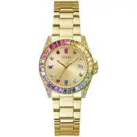 GUESS Damen Armbanduhr Work Life Opaline gold, mehrfarbig 34 mm GW0475L3