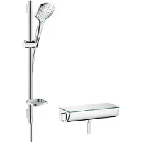 Hansgrohe Brausenkombi Raindance Select E 120 / Therm.Brause Aufputz Ecostat Sel.U 650mm Chrom